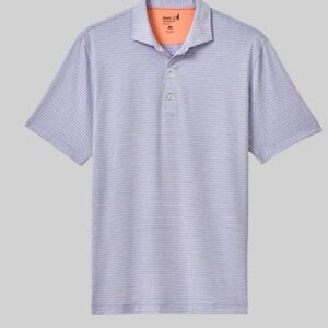 Johnnie -o Performance Short-Sleeve Polo Shirt - Light Blue Striped